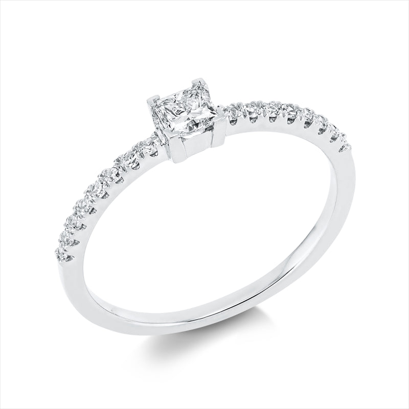 Ring 18 kt WG, 1 Princ. 0,24 ct, TW-si, 16 Dia. 0,12 ct, TW-si