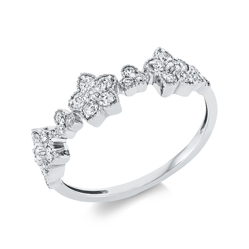 Ring 18 kt WG, 27 Brill. 0,38 ct, TW-si, 3 Brill. 0,02 ct, TW-si