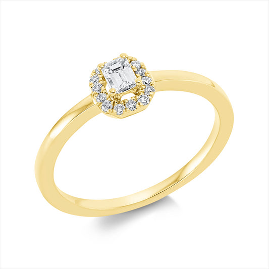 Ring 18 kt GG, 1 Sm.schliff 0,16 ct, TW-si, 14 Brill. 0,09 ct, TW-si