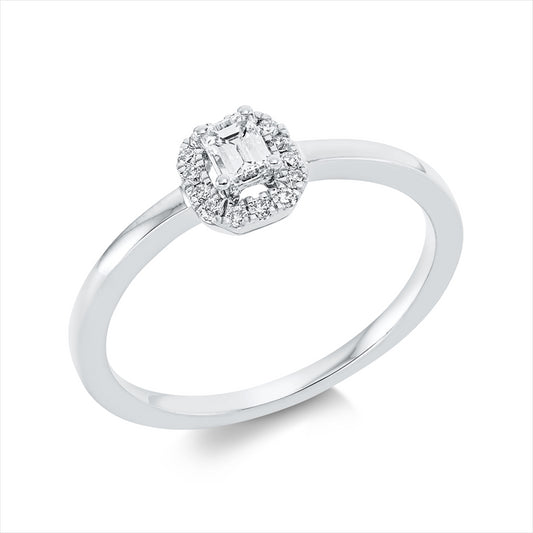 Ring 18 kt WG, 1 Sm.schliff 0,16 ct, TW-si, 14 Brill. 0,09 ct, TW-si