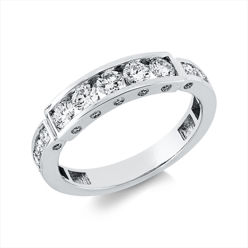 Ring 18 kt WG, 5 Brill. 0,48 ct, TW-si, 20 Brill. 0,28 ct, TW-si