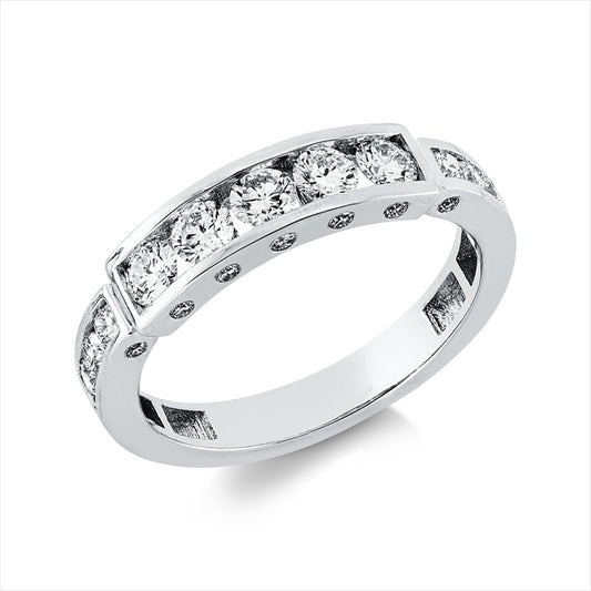 Ring 18 kt WG, 5 Brill. 0,48 ct, TW-si, 20 Brill. 0,28 ct, TW-si