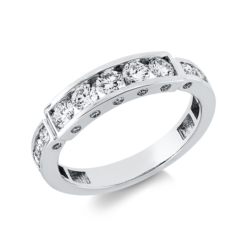 Ring 18 kt WG, 5 Brill. 0,48 ct, TW-si, 20 Brill. 0,28 ct, TW-si