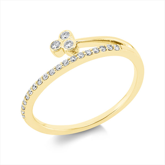 Ring 18 kt GG, 3 Brill. 0,05 ct, TW-si, 19 Brill. 0,13 ct, TW-si