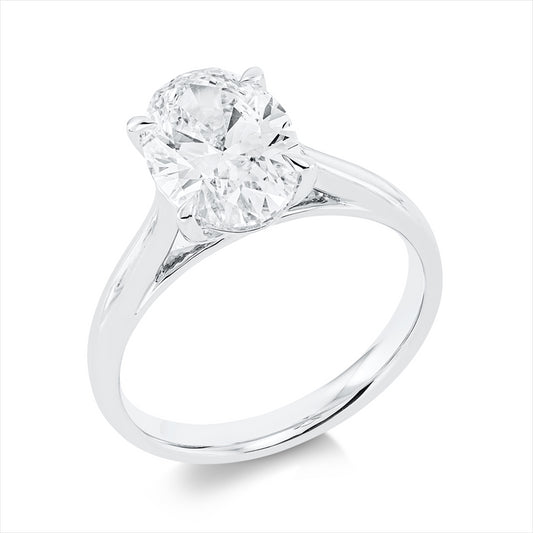 Ring 18 kt WG, 1 Lab. Oval 2,49 ct, TW-vsi