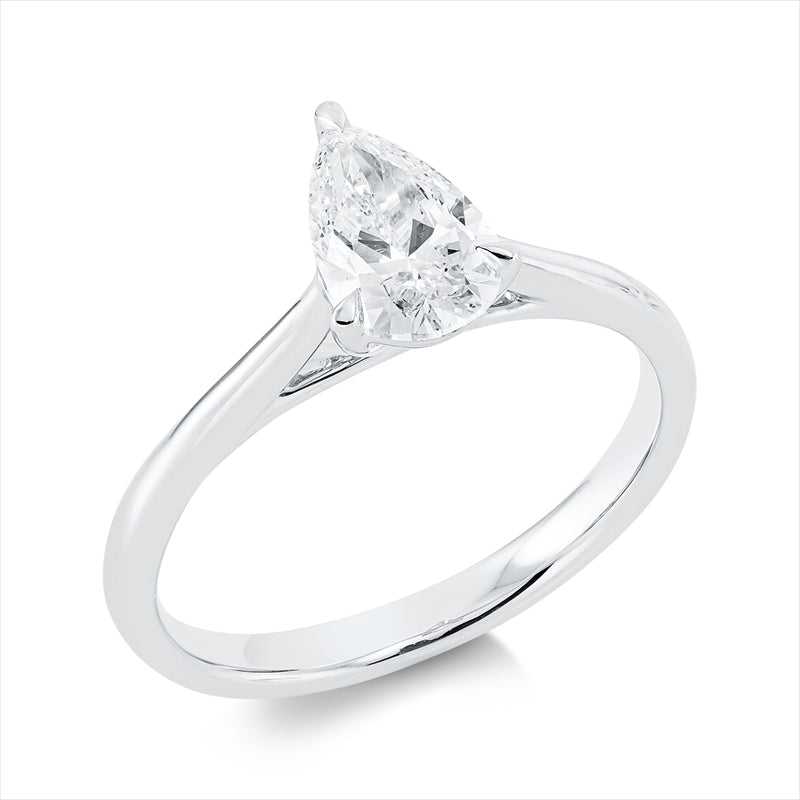 Ring 18 kt WG, 1 Lg Tropfen 1,00 ct, TW-vsi