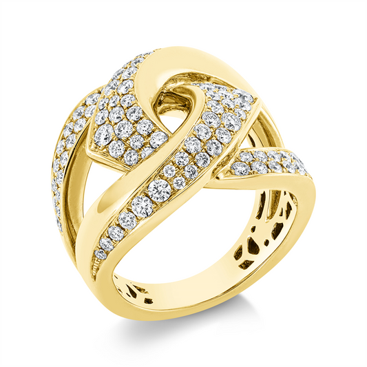 Ring 18 kt GG, 100 Brill. 1,34 ct, TW-vsi