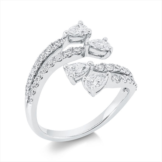 Ring 18 kt WG, 4 Tropfen 0,70 ct, TW-si, 34 Brill. 0,47 ct, TW-si