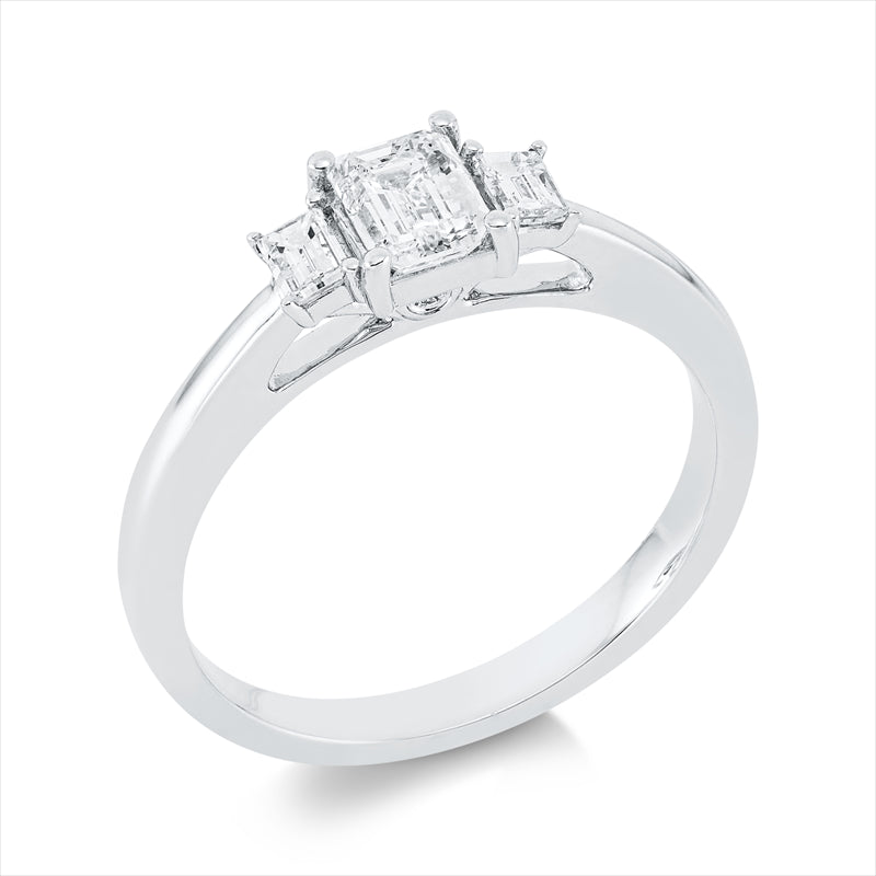 Ring 18 kt WG, GIA 6525570146, 2 Sm.schliff 0,16ct, 1 Sm.schliff 0,50 ct, TW-si1, 2 Brill. 0,02ct, TW-si