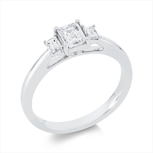Ring 18 kt WG, GIA 6525570146, 2 Sm.schliff 0,16ct, 1 Sm.schliff 0,50 ct, TW-si1, 2 Brill. 0,02ct, TW-si