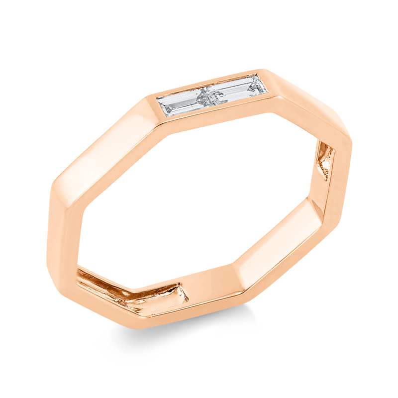 Ring 18 kt RG, 2 Bag. 0,15 ct, TW-si
