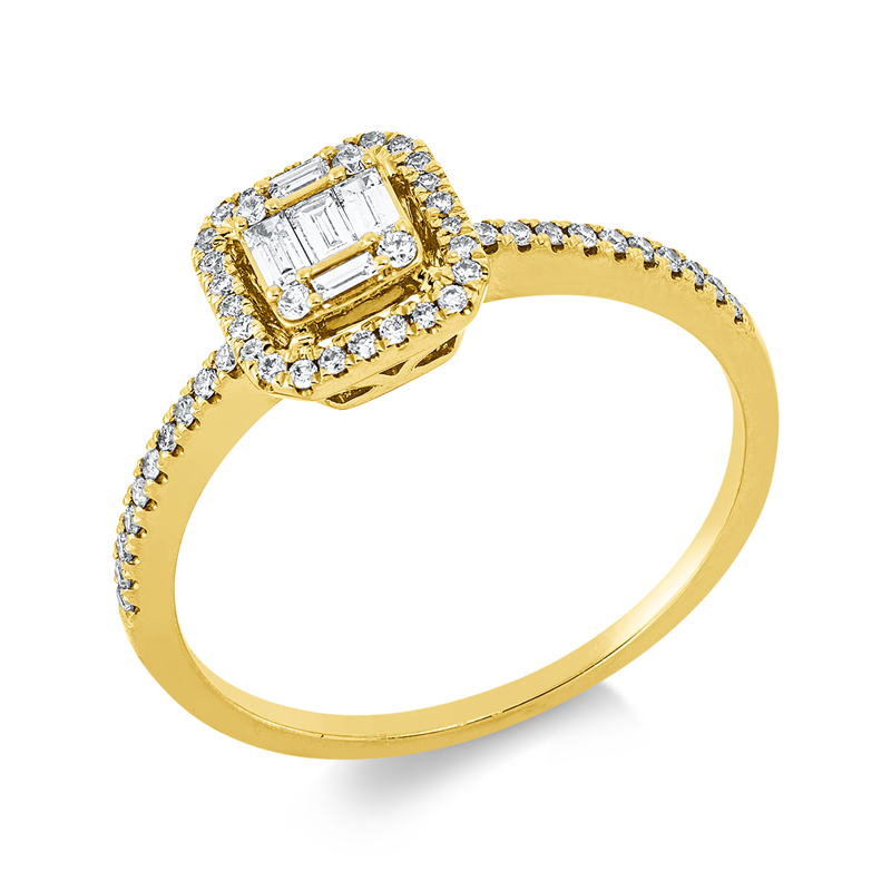 Ring 18 kt GG, 5 Bag. 0,10 ct, TW-si, 50 Brill. 0,16 ct, TW-si