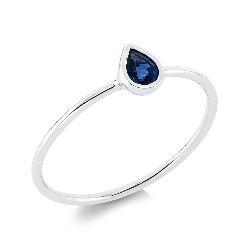 Ring 18 kt WG, 1 Saphir 0,26 ct blau