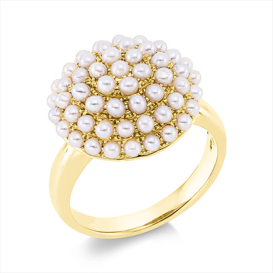 Ring 18 kt GG, 59 ZP, barock weiß