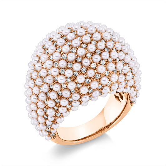 Ring 18 kt RG, 193 Brill. 0,98 ct, TW-vsi, 220 ZP, barock weiß