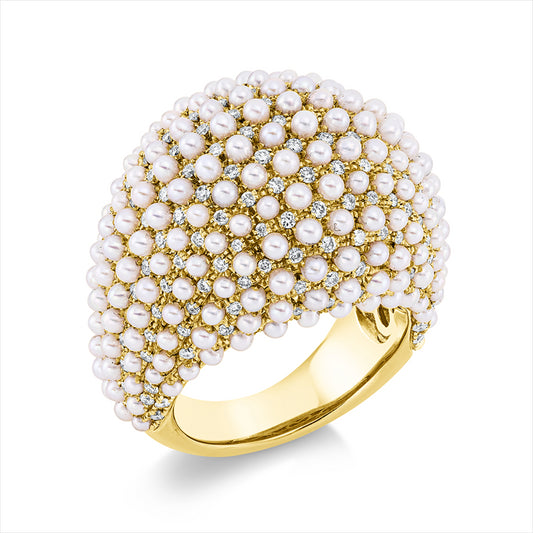 Ring 18 kt GG, 197 Brill. 1,16 ct, TW-vsi, 216 ZP, barock weiß