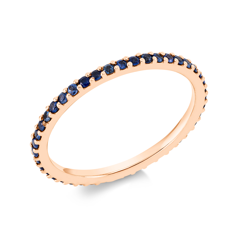 Ring 18 kt RG, 43 Saphire 0,44 ct blau