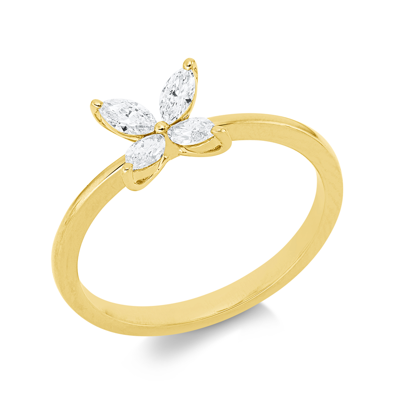 Ring 18 kt GG, 4 Nav. 0,31 ct, TW-si