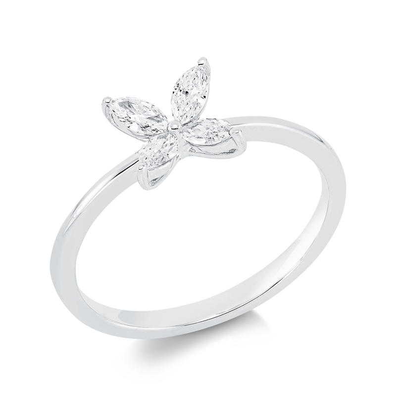 Ring 18 kt WG, 4 Nav. 0,29 ct, TW-si