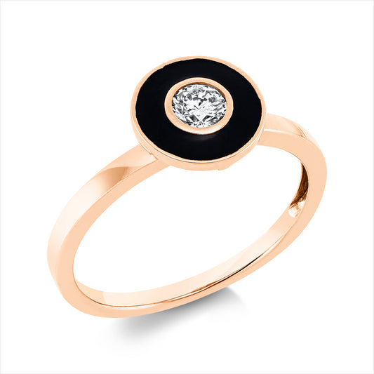 Ring 18 kt RG, 1 Brill. 0,19 ct, TW-si, 1 Emaille schwarz