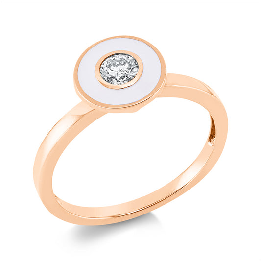 Ring 18 kt RG, 1 Brill. 0,19 ct, TW-si, 1 Emaille weiß