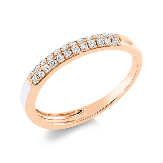 Ring 18 kt RG, 24 Brill. 0,17 ct, TW-si, 1 Emaille weiß