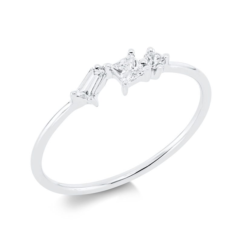 Ring 18 kt WG, 3 Fant-Schl. 0,18 ct, TW-vsi/si
