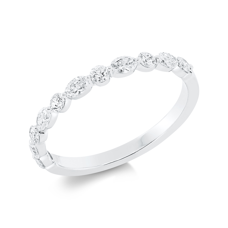 Ring 18 kt WG, 11 Fant-Schl. 0,45 ct, TW-si