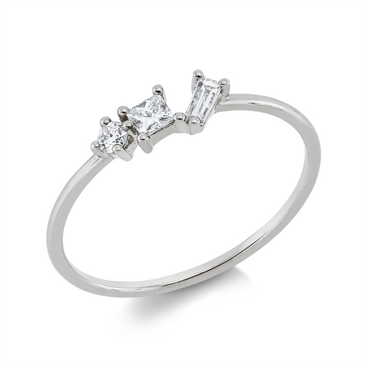 Ring 14 kt WG, 3 Fant-Schl. 0,20 ct, TW-si