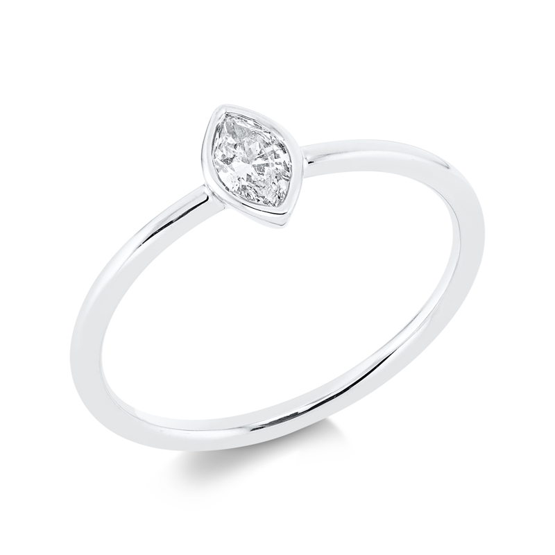 Ring 18 kt WG, 1 Nav. 0,24 ct, F-pi