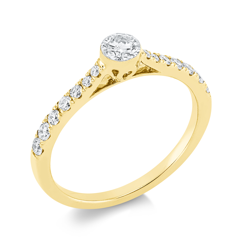 Ring 18 kt GG, 1 Brill. 0,25 ct, TW-si, 14 Brill. 0,25 ct, TW-si