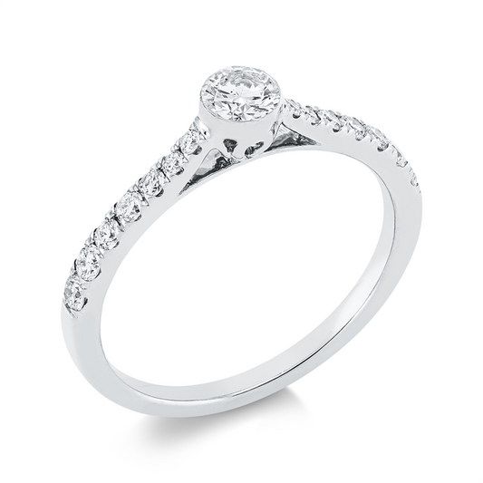 Ring 18 kt WG, 1 Brill. 0,25 ct, TW-si, 14 Brill. 0,25 ct, TW-si