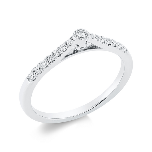 Ring 18 kt WG, 1 Brill. 0,07 ct, TW-si, 14 Brill. 0,13 ct, TW-si