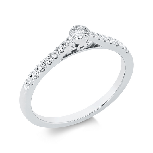 Ring 18 kt WG, 1 Brill. 0,14 ct, TW-si, 14 Brill. 0,16 ct, TW-si