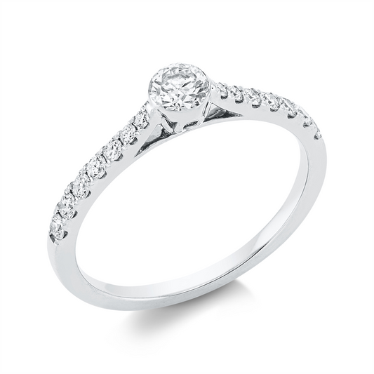 Ring 18 kt WG, 1 Brill. 0,25 ct, TW-si, 14 Brill. 0,25 ct, TW-si