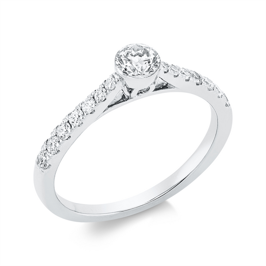 Ring 18 kt WG, 1 Brill. 0,32 ct, TW-si, 14 Brill. 0,26 ct, TW-si