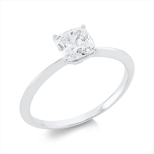 Ring 18 kt WG, 1 Cushion 1,00 ct, I-vs2