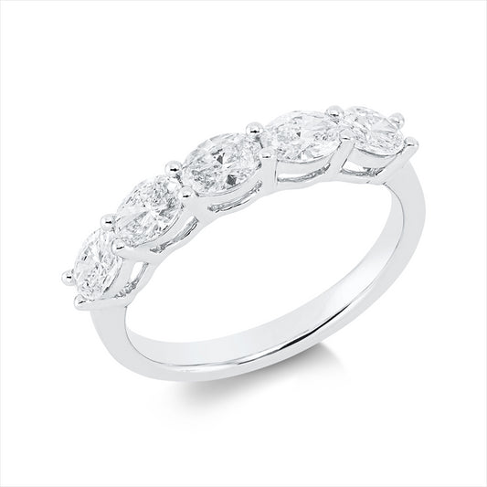 Ring 18 kt WG, 5 Oval 1,09 ct, TW-vsi