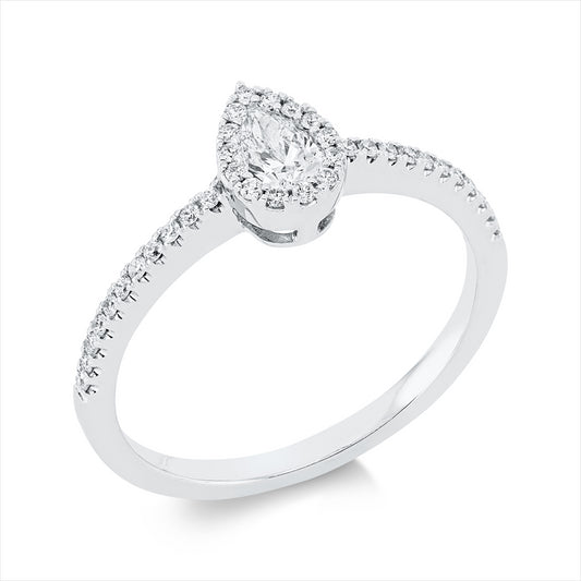 Ring 18 kt WG, 1 Tropfen 0,23 ct, TW-vsi, 36 Brill. 0,16 ct, TW-si