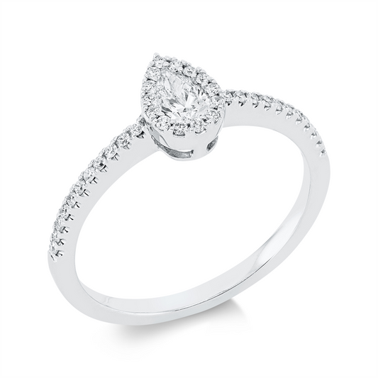 Ring 18 kt WG, 1 Tropfen 0,23 ct, TW-vsi, 36 Brill. 0,16 ct, TW-si