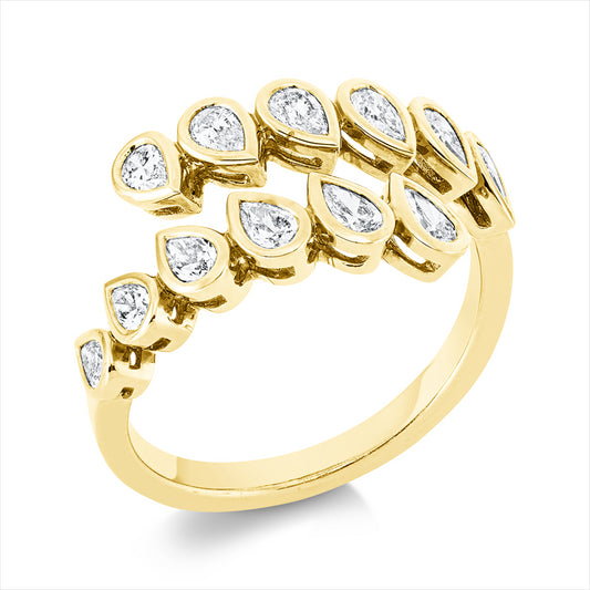 Ring 18 kt GG, 12 Tropfen 0,83 ct, TW-vsi