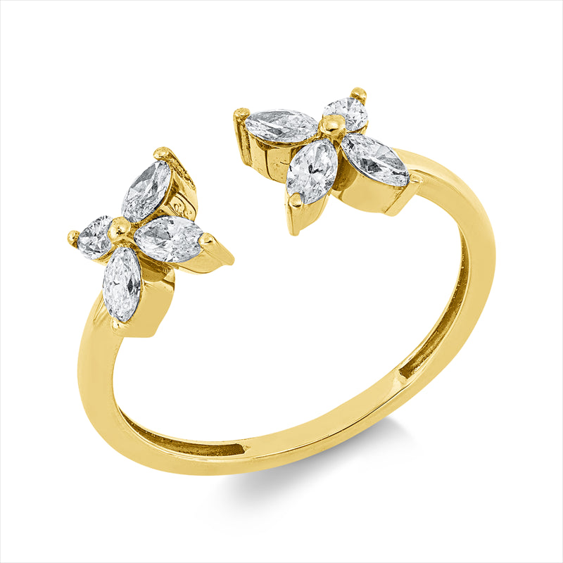 Ring 18 kt GG, 8 Nav. 0,51 ct, TW-vsi