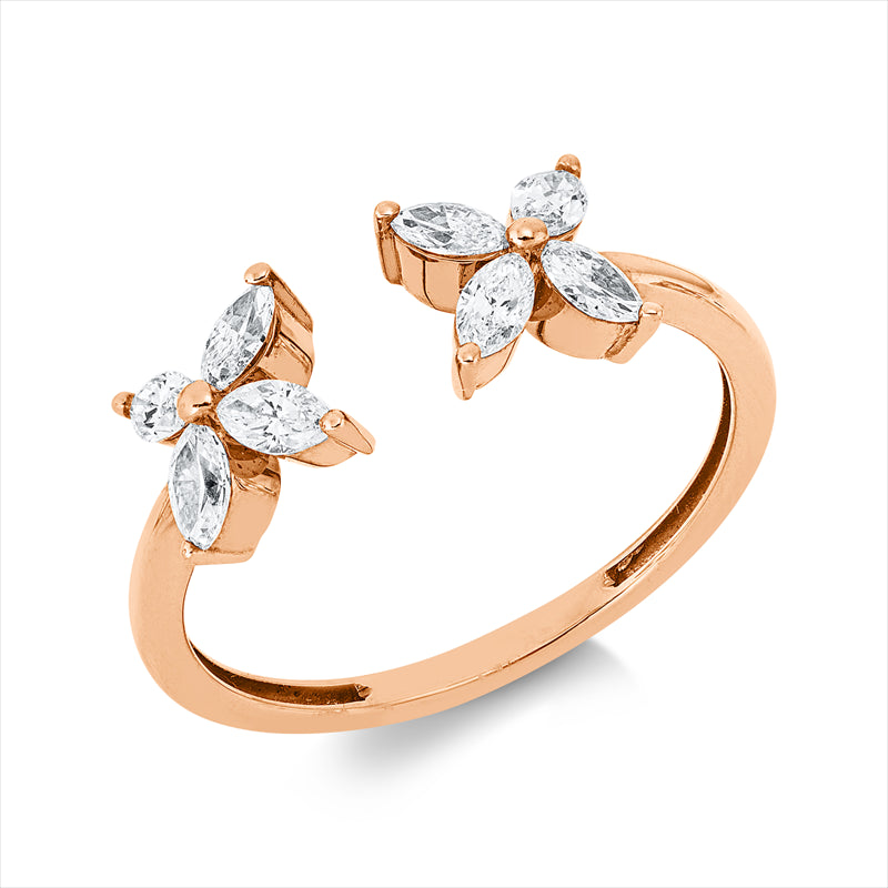 Ring 18 kt RG, 8 Nav. 0,48 ct, TW-vsi