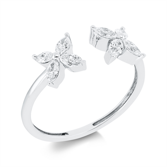 Ring 18 kt WG, 8 Nav. 0,51 ct, TW-vsi
