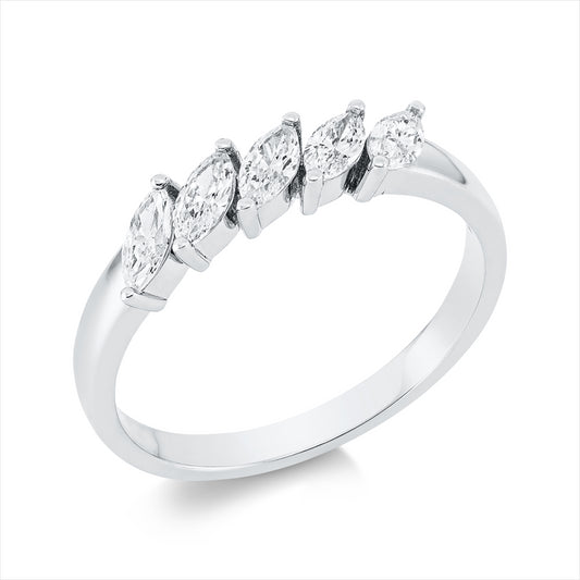 Ring 18 kt WG, 5 Nav. 0,50 ct, TW-si