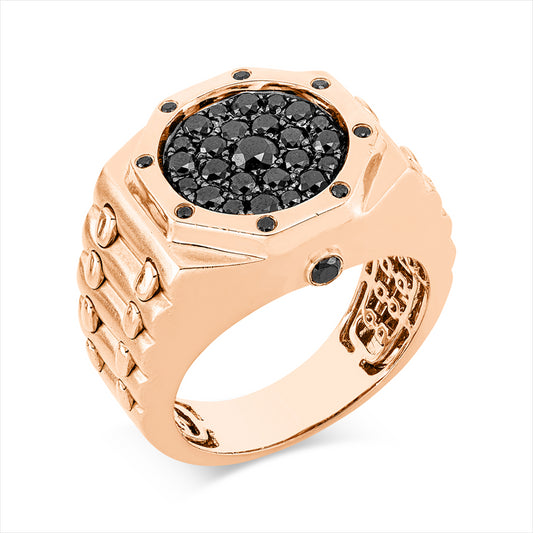 Ring 18 kt RG, Fassung teils schwarz rhodinie, 34 Brill. 1,00 ct, schwarz