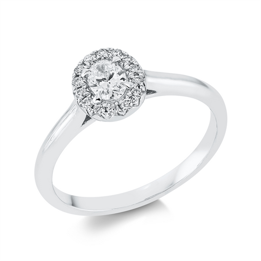 Ring 18 kt WG, 1 Oval 0,24 ct, TW-si, 14 Brill. 0,09 ct, W-si
