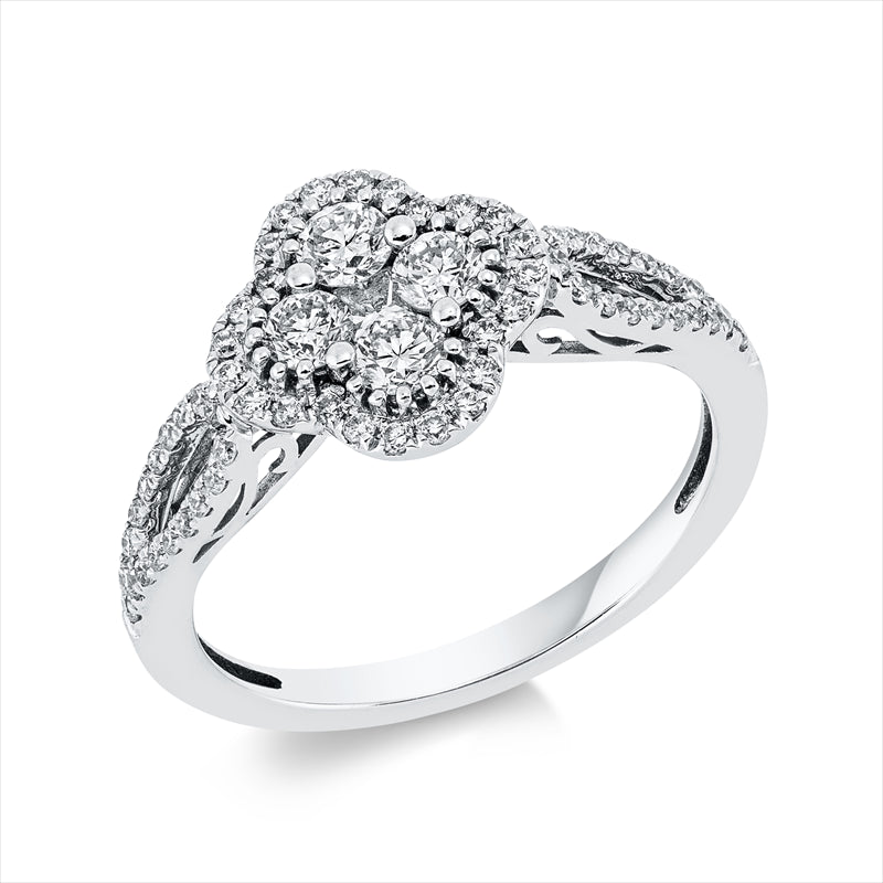 Ring 18 kt WG, 1 Princ. 0,04 ct, TW-vsi, 62 Brill. 0,63 ct, TW-si