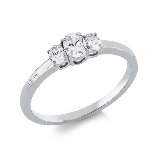 Ring 18 kt WG, 1 Oval 0,24 ct, TW-si, 2 Oval 0,21 ct, TW-si