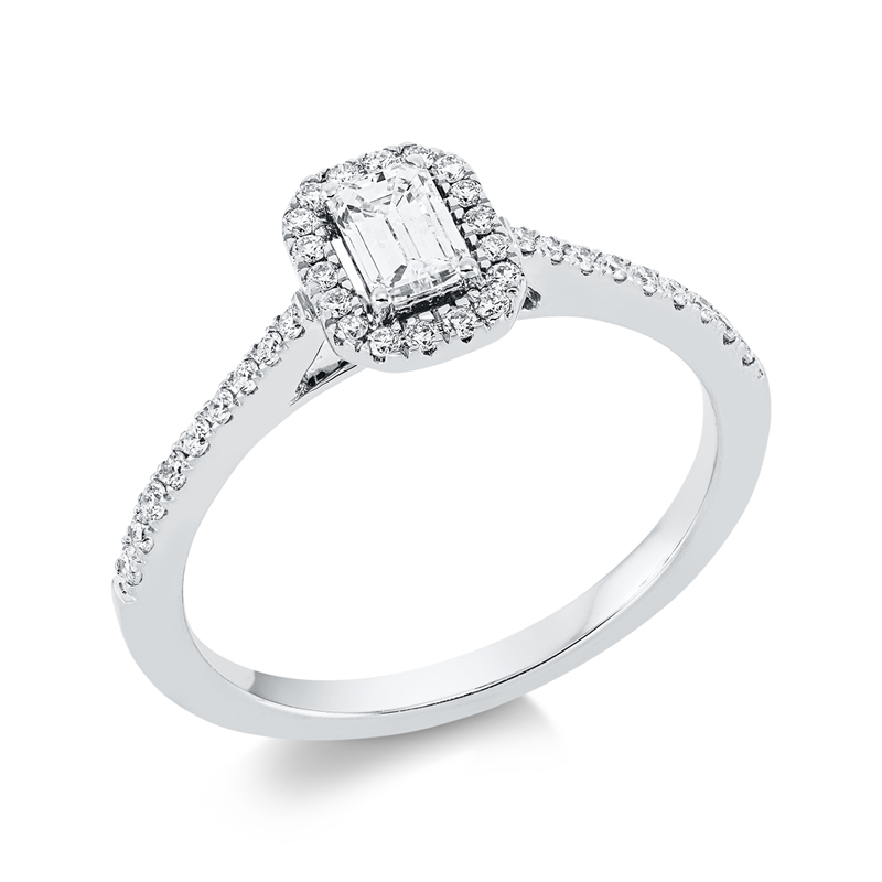 Ring 18 kt WG, 1 Sm.schliff 0,40 ct, TW-si, 36 Brill. 0,22 ct, TW-si